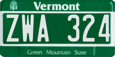 VT license plate ZWA324
