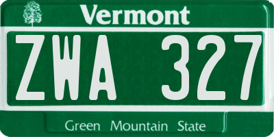 VT license plate ZWA327