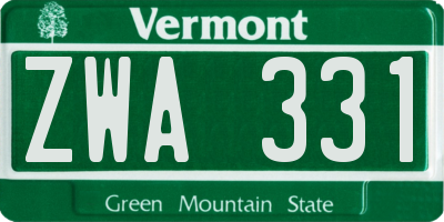VT license plate ZWA331
