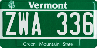 VT license plate ZWA336