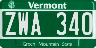 VT license plate ZWA340