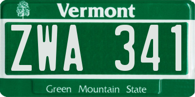 VT license plate ZWA341