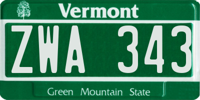 VT license plate ZWA343