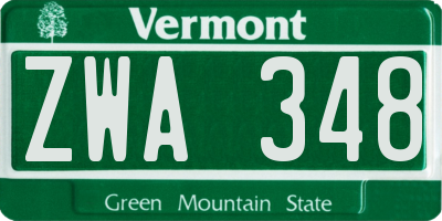 VT license plate ZWA348
