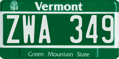 VT license plate ZWA349