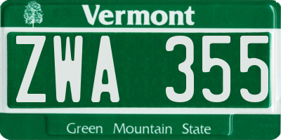VT license plate ZWA355