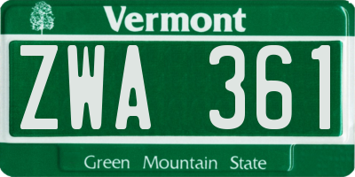 VT license plate ZWA361