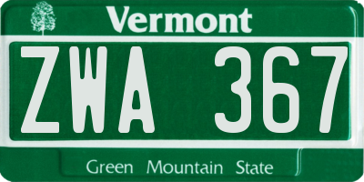 VT license plate ZWA367