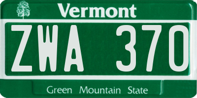 VT license plate ZWA370