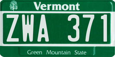 VT license plate ZWA371