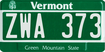 VT license plate ZWA373