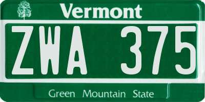 VT license plate ZWA375