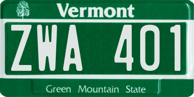 VT license plate ZWA401
