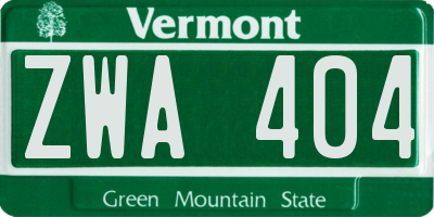 VT license plate ZWA404