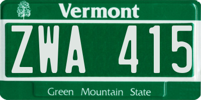 VT license plate ZWA415