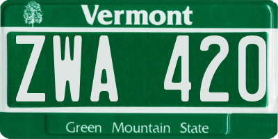 VT license plate ZWA420