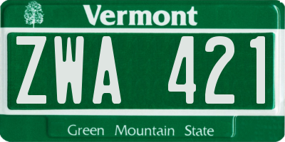 VT license plate ZWA421