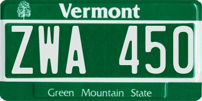 VT license plate ZWA450