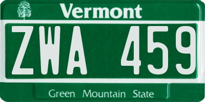 VT license plate ZWA459