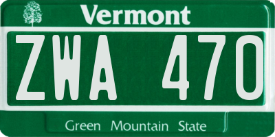 VT license plate ZWA470