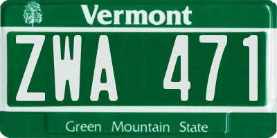 VT license plate ZWA471