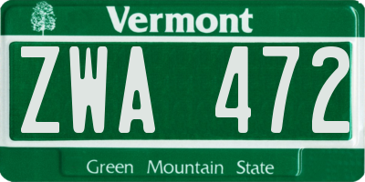VT license plate ZWA472