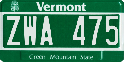 VT license plate ZWA475