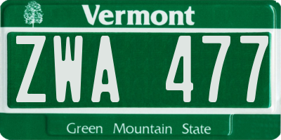 VT license plate ZWA477