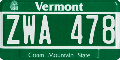 VT license plate ZWA478