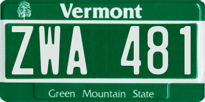 VT license plate ZWA481