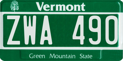 VT license plate ZWA490