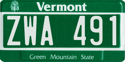 VT license plate ZWA491