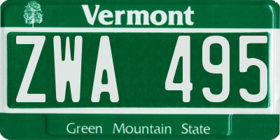 VT license plate ZWA495