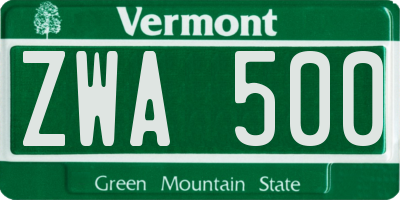 VT license plate ZWA500