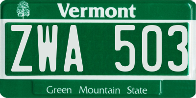 VT license plate ZWA503
