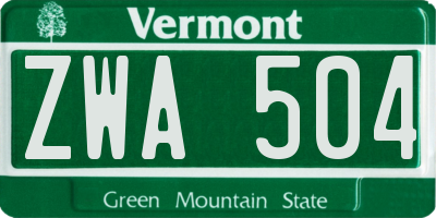 VT license plate ZWA504