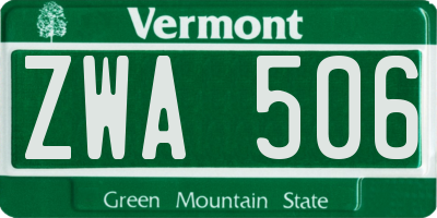VT license plate ZWA506
