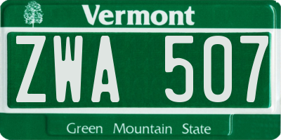 VT license plate ZWA507