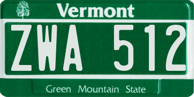VT license plate ZWA512
