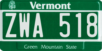 VT license plate ZWA518