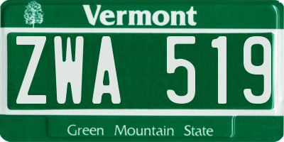 VT license plate ZWA519