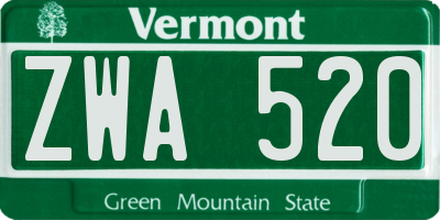VT license plate ZWA520