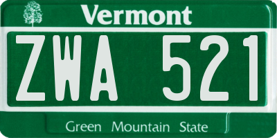 VT license plate ZWA521