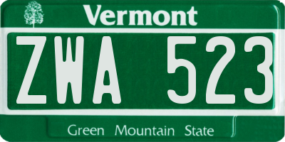 VT license plate ZWA523