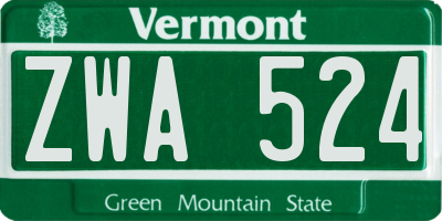 VT license plate ZWA524