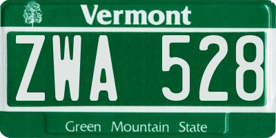 VT license plate ZWA528