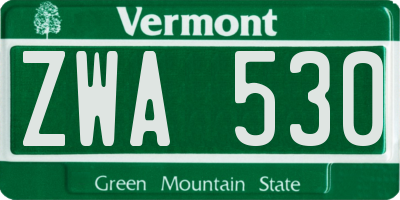 VT license plate ZWA530