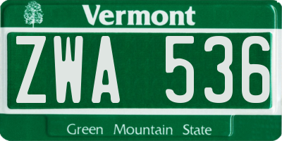 VT license plate ZWA536