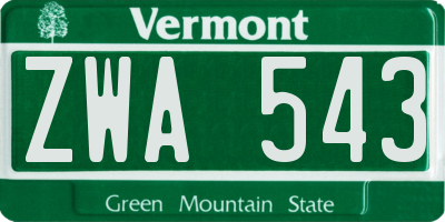 VT license plate ZWA543