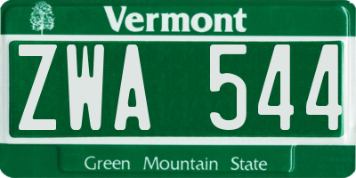 VT license plate ZWA544